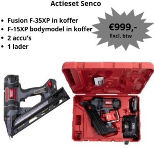 Actieset Senco fusion F-35XP en F-15XP met 2 accu's en lader